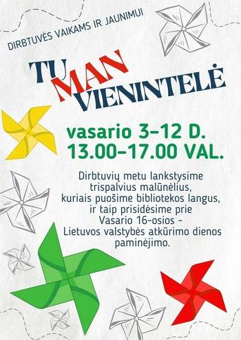 Dirbtuvės vaikams ir jaunimui „Tu man vienintelė“